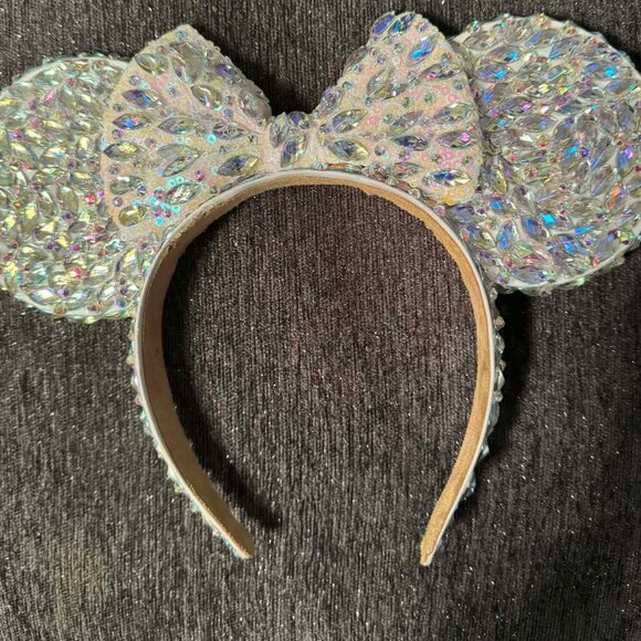 Accessories - Silver geometric big crystal rhinestone style 3d Mickey ears